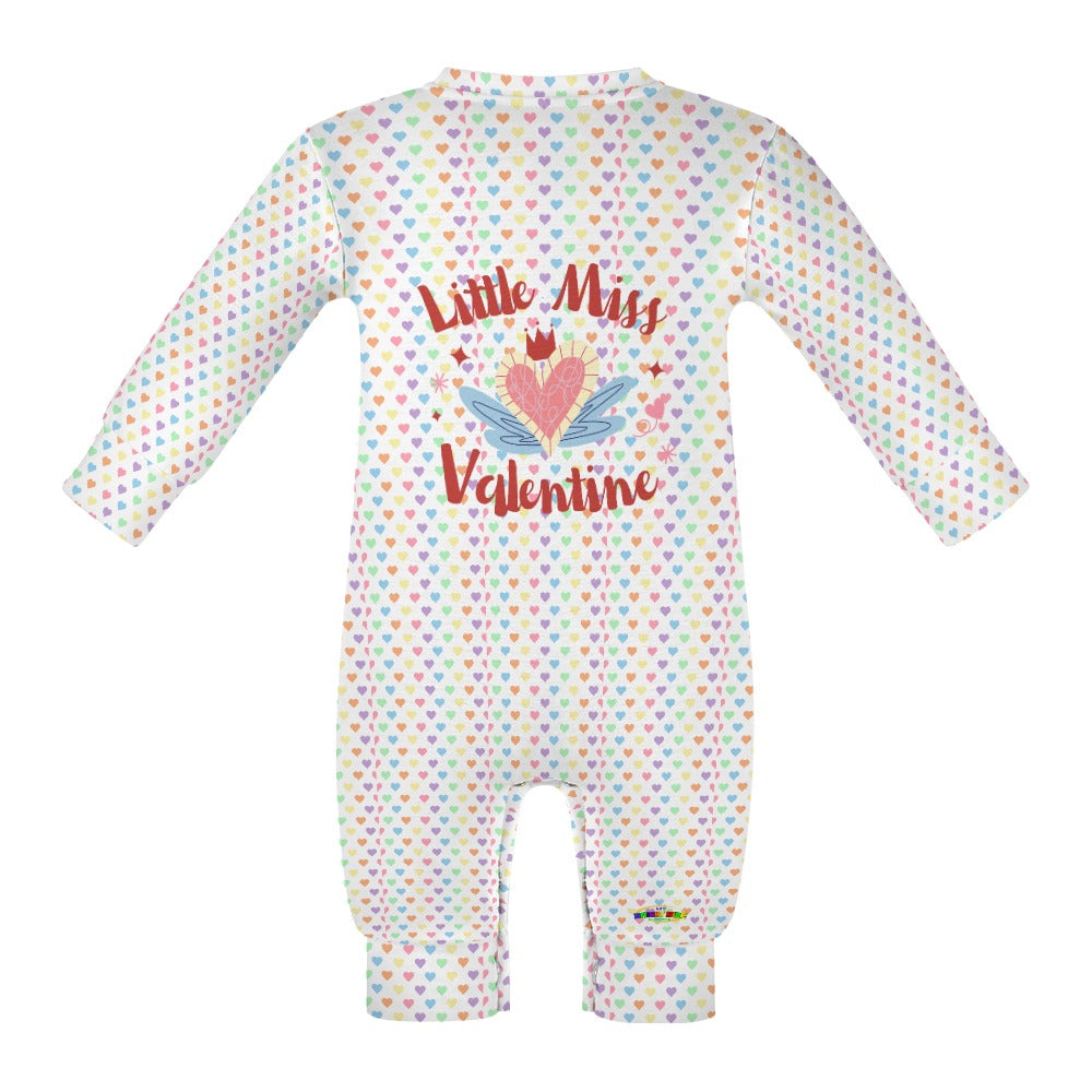 Cute Little Miss Valentine Heart Pattern and Graphic Baby Romper-My Bright Side Clothing