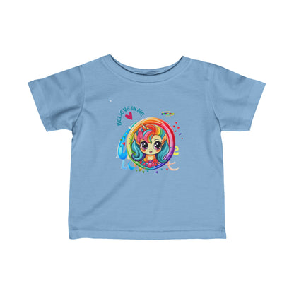 Cute Believe in me Rainbow Unicorn Infant Fine Jersey Tee-My Bright Side Clothing