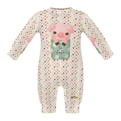 Cute Baby Piglet Pocket Animal Friend Baby Romper-My Bright Side Clothing