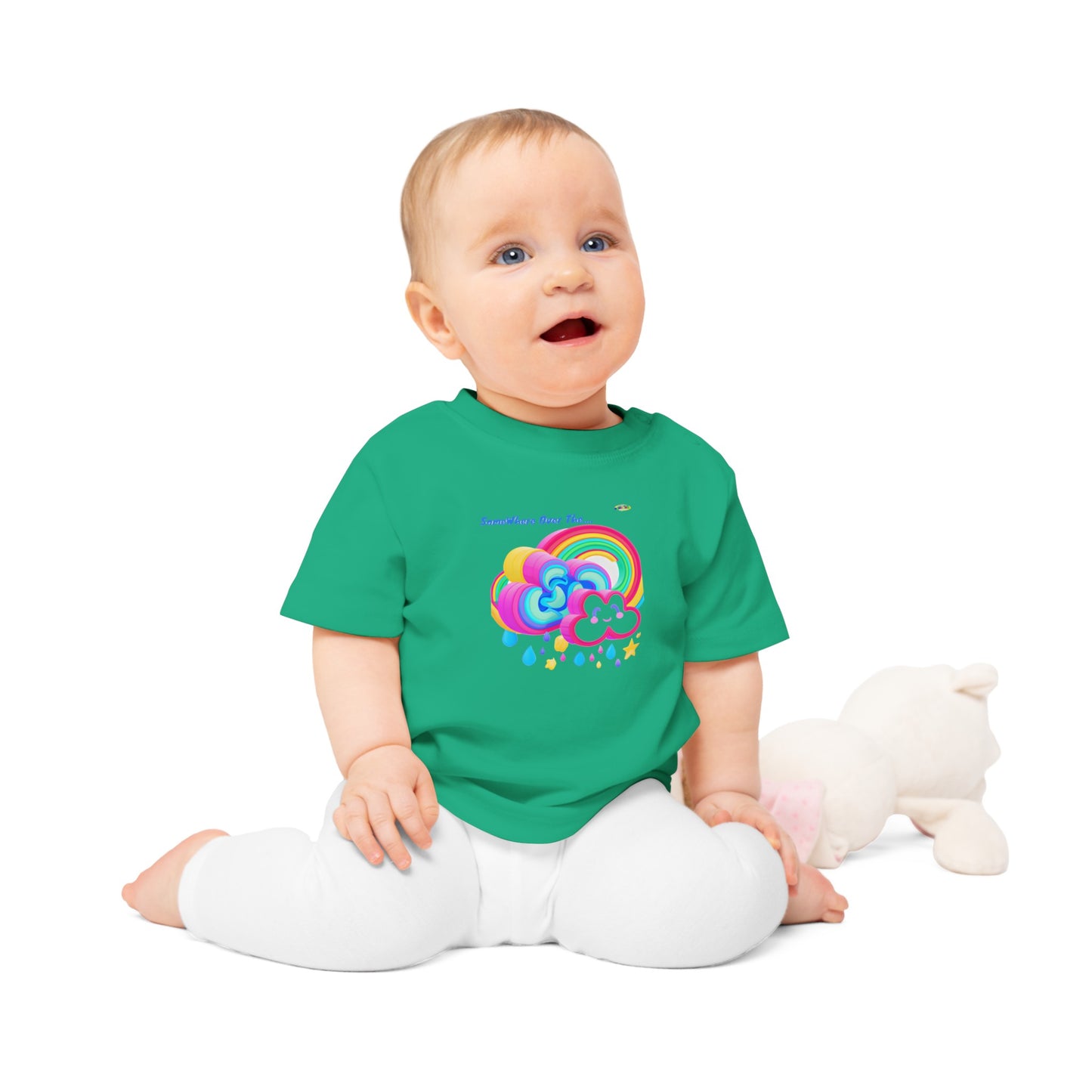 Cute Pastel Somewhere Over The Rainbow Baby T-Shirt-My Bright Side Clothing