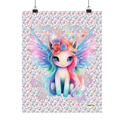 Beautiful Floral Butterfly Unicorn Graphic Matte Vertical Poster-My Bright Side Clothing