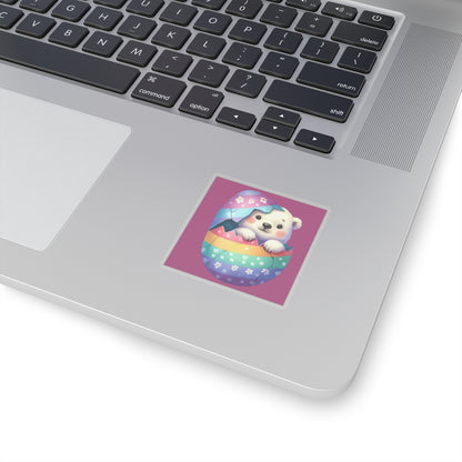 Cute and Sweet Little Polar Bear Easter Egg -Kiss-Cut Sticker-My Bright Side Clothing