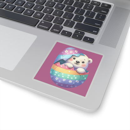 Cute and Sweet Little Polar Bear Easter Egg -Kiss-Cut Sticker-My Bright Side Clothing