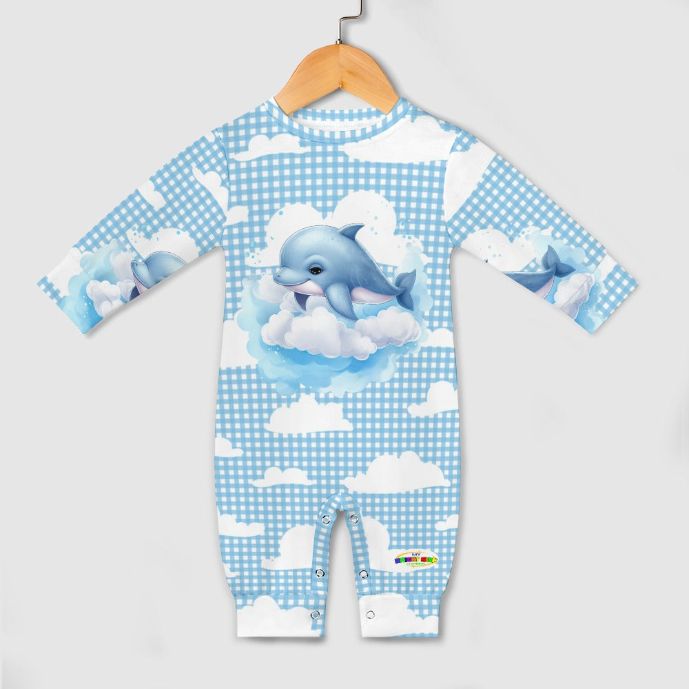 Cute Dolphin and Cloud Pattern Baby Romper-My Bright Side Clothing