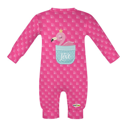 Cute Love Baby Flamingo Pocket Friend Baby Romper-My Bright Side Clothing