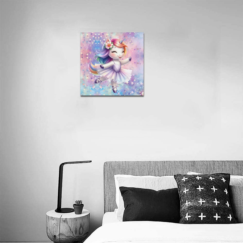 Cute colourful  Baby Ballerina Unicorn graphic Canvas Print 16"x16"-My Bight Side Clothing