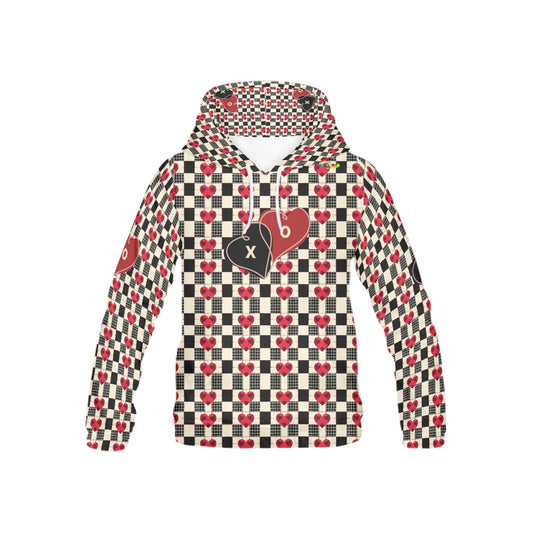 Beautiful Red and Black Heart Graphic and Pattern Children's Hoodie-My Bright Side Clothing