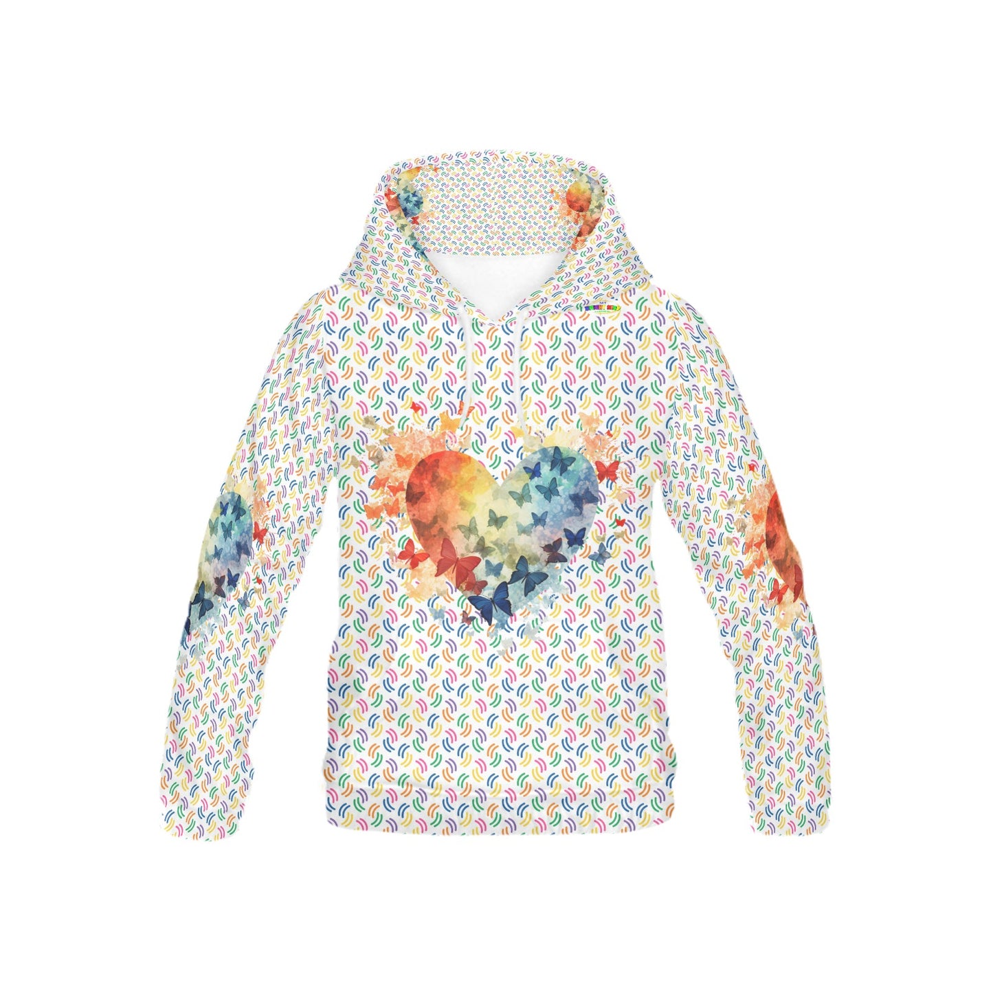 Beautiful Rainbow Butterfly Heart Pattern Children's Hoodie-My Bright Side Clothing