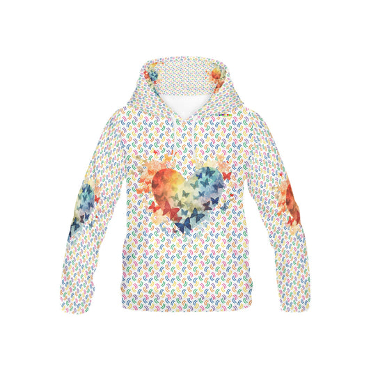 Beautiful Rainbow Butterfly Heart Pattern Children's Hoodie-My Bright Side Clothing