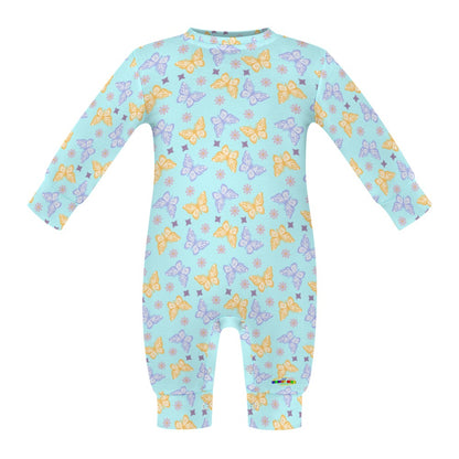 Cute Pastel Blue, Purple and Yellow Butterfly Pattern Baby Romper-My Bright Side Clothing