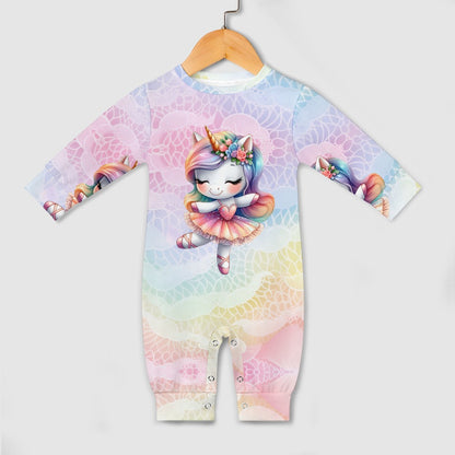 Cute Pastel Rainbow Unicorn Ballerina Baby Romper -My Bright Side Clothing.com