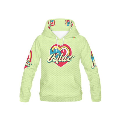 Pastel green and red Heart Pattern and Graphic Children's Hoodie-My Bright Side Clothing