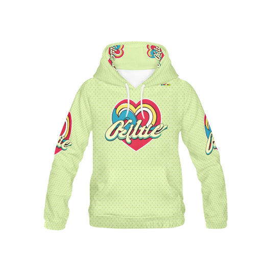 Pastel green and red Heart Pattern and Graphic Children's Hoodie-My Bright Side Clothing