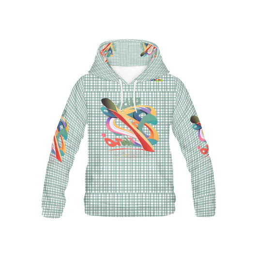 Pastel Green Checkered Retro Bright mind bright life subliminal message Pattern and Logo Children's Hoodie-My Bright Side Clothing