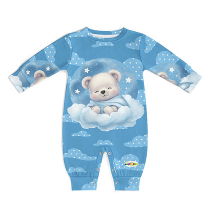 Cute Sleeping Teddy Bear and Cloud Pattern Baby Romper-My Bright Side Clothing