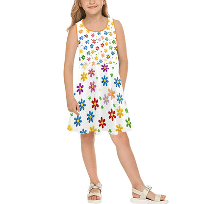 Beautiful Rainbow Floral Children's Sleeveless Sundress -My Bright Side Clothing