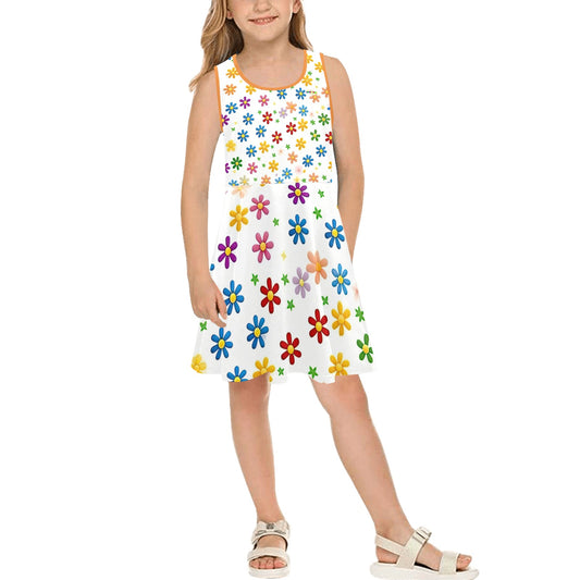 Beautiful Rainbow Floral Children's Sleeveless Sundress -My Bright Side Clothing