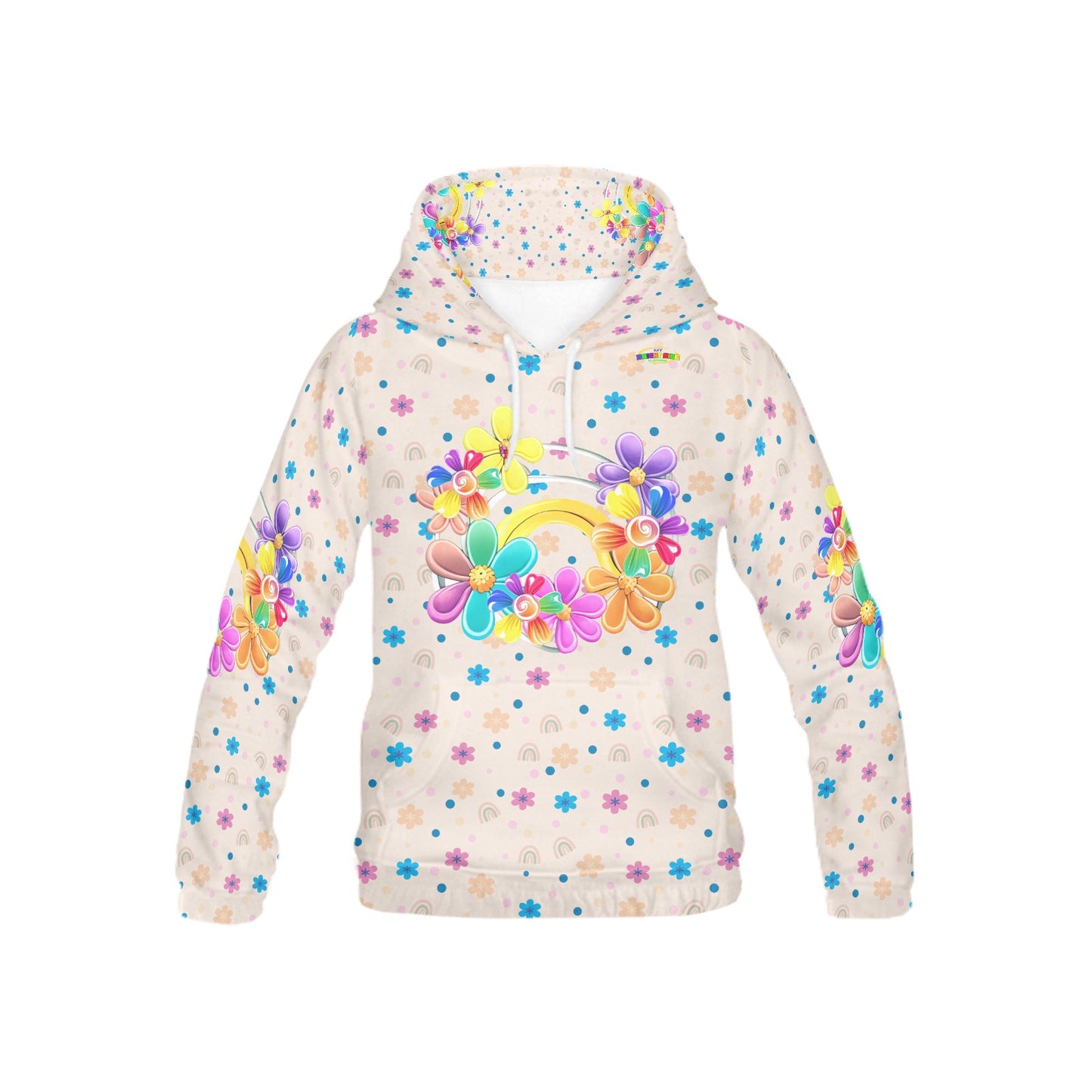 Beautiful Pastel Rainbow Flowers Pattern and Graphic Children's Hoodie-My Bright Side Clothing