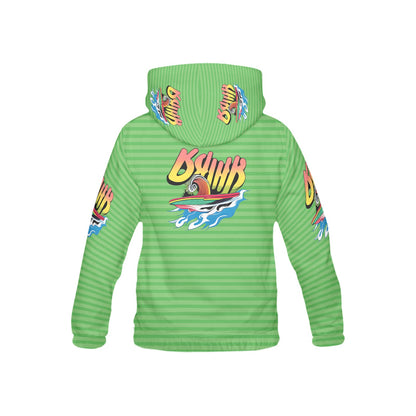 Stripped Green Surfing Pattern and Graphic Children's Hoodie-My Bright Side Clothing