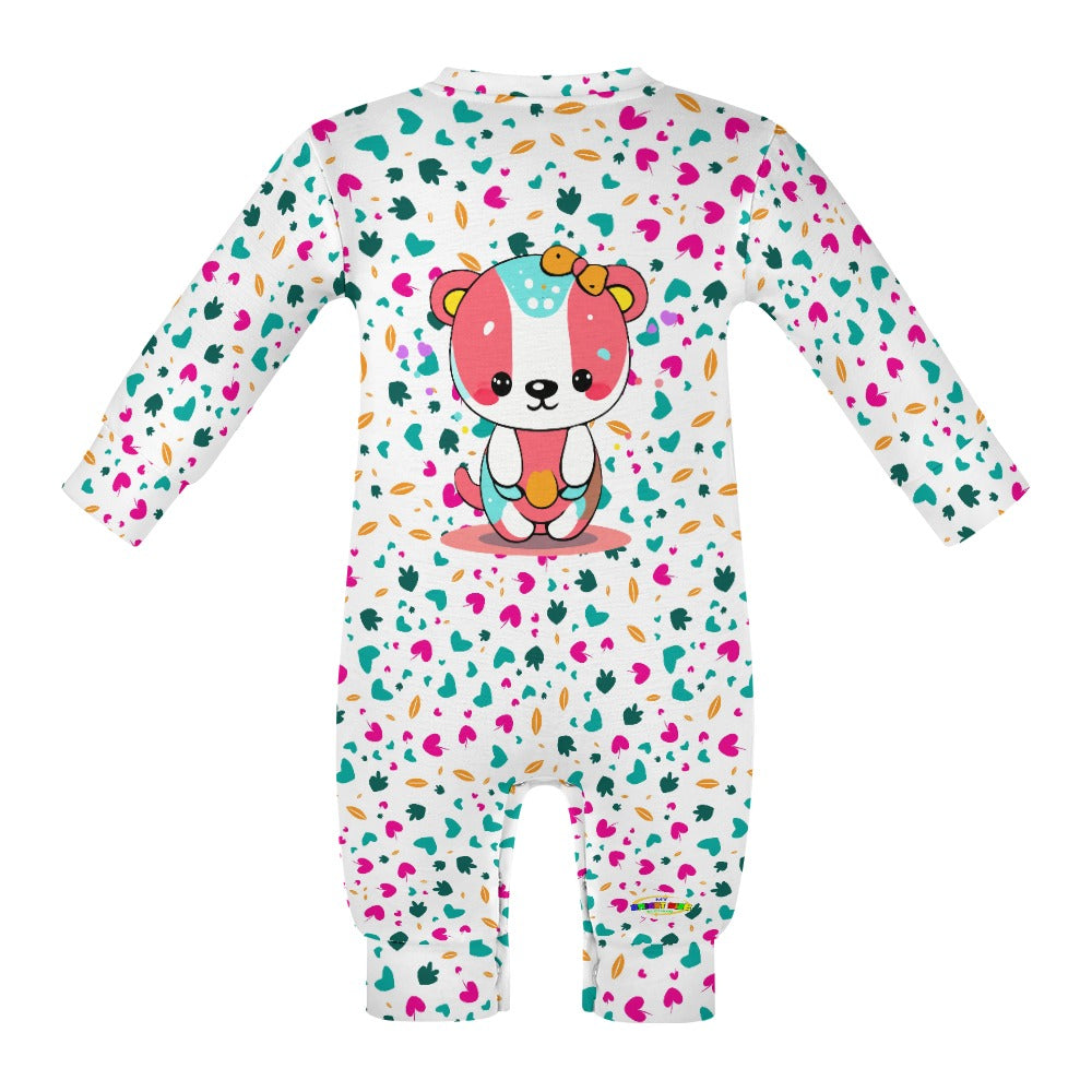 Cute Baby Bear Rainbow Heart Pattern Baby Romper-My Bright Side Clothing