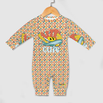 Groovy Pattern and Baby Plane Graphic  Baby Romper  -My Bright Side Clothing