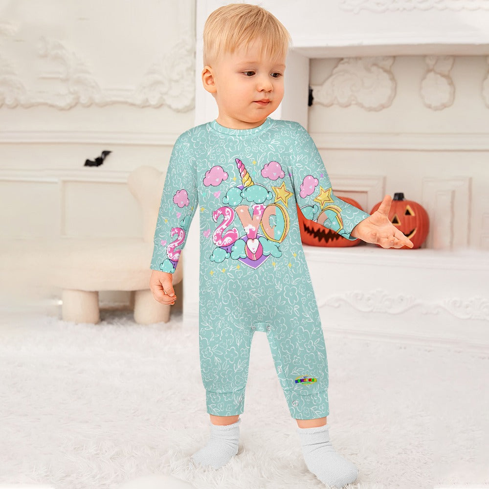 Cute Pastel Green Unicorn Love Baby Romper-mybrightsideclothing.com