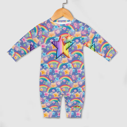 Bright Rainbow and star Pattern and logo Baby Romper-My Bright Side Clothing