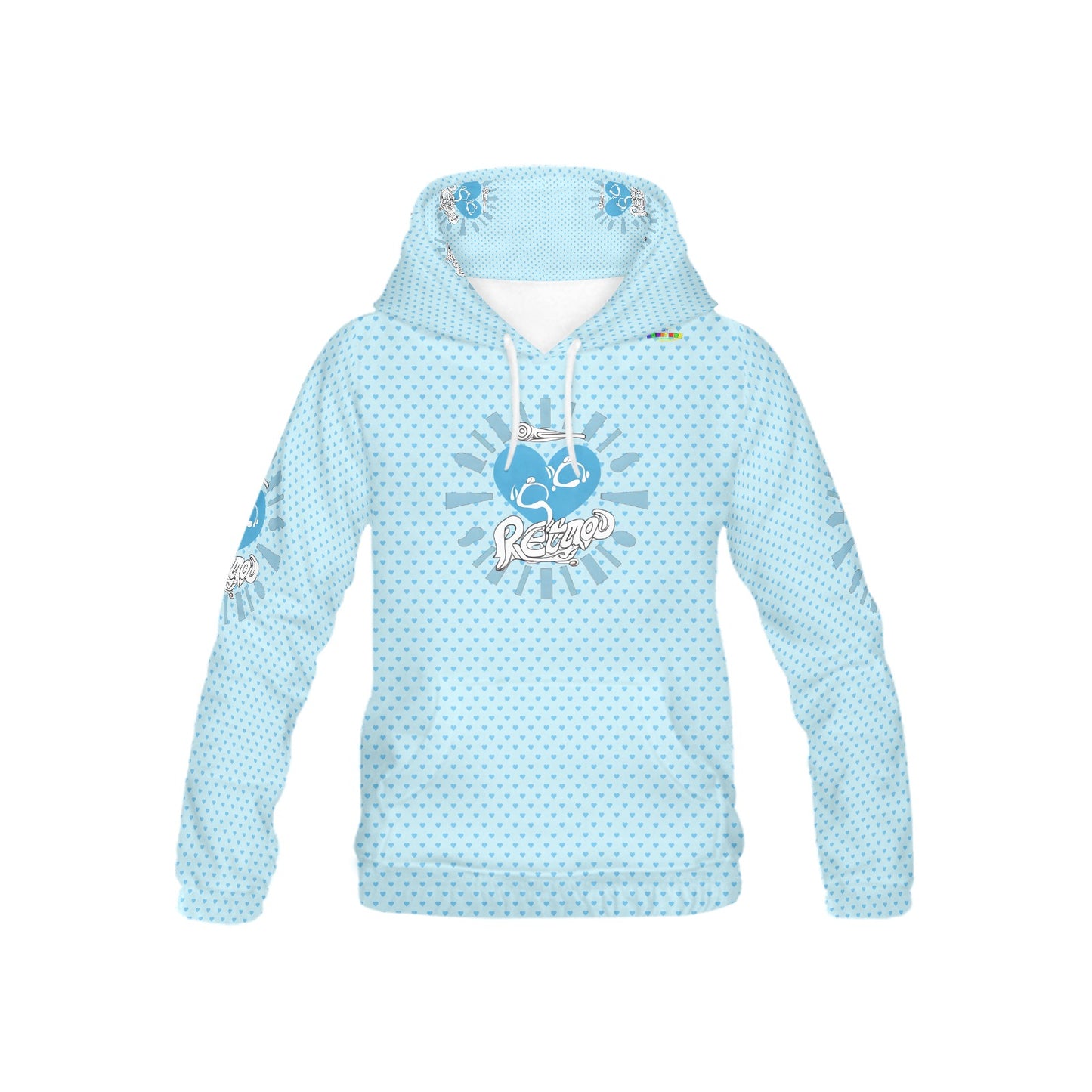 Pastel Blue Bright Life  Heart Pattern and Graphic Children's Hoodie-My Bright Side Clothing