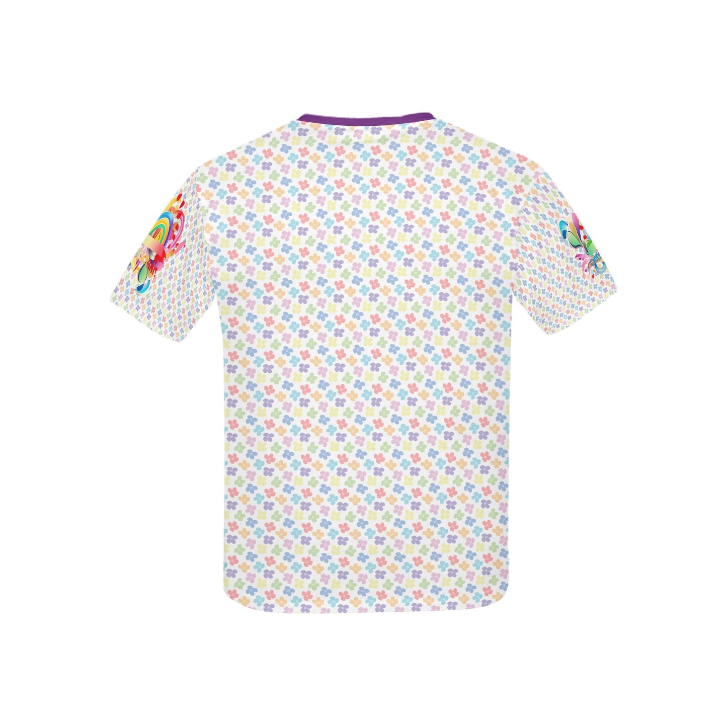 Pastel Rainbow and Flowers Abstract Pattern and Logo Children's T-shirt -My Bright Side Clothing