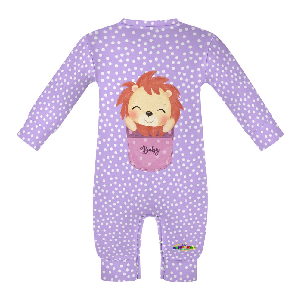 Cute Baby Lion Pocket Animal Friend Baby Romper-My Bright Side Clothing