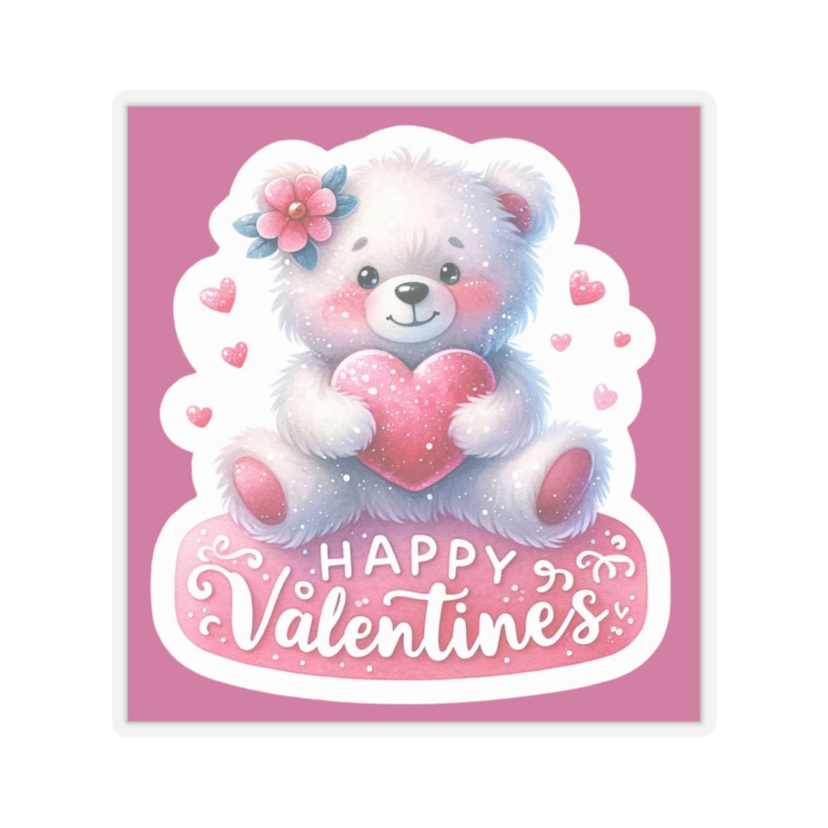 Cute and Sweet Happy Valentines Bear-Kiss-Cut Sticker-My Bright Side Clothing