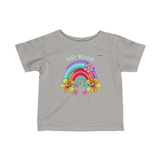 Cute Just Bloom flower rainbow Logo Infant Fine Jersey Tee-MyBrightSideClothing