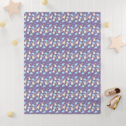 Cute Purple Pastel Baby Bunnies Pattern Soft Fleece Baby Blanket--My Bright Side Clothing