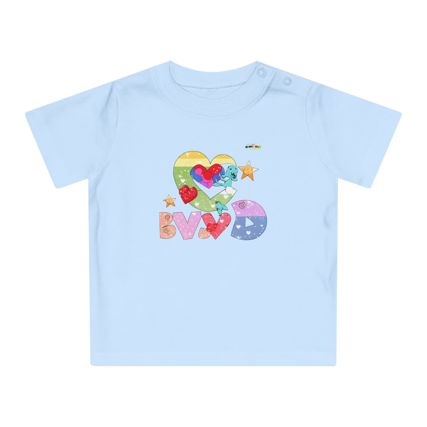 Cute Roaring Love Dino Graphic Baby T-Shirt-mybrigtsideclothing.com