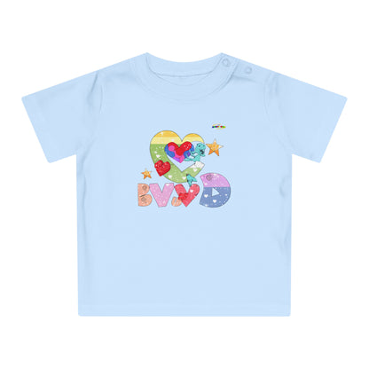 Cute Roaring Love Dino Graphic Baby T-Shirt-mybrigtsideclothing.com