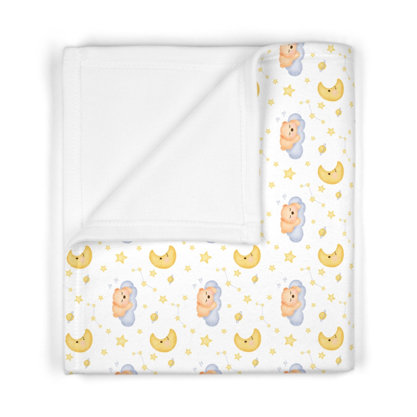 Cute Sleeping Baby Bear moon Pattern Soft Fleece Baby Blanket--My Bright Side Clothing