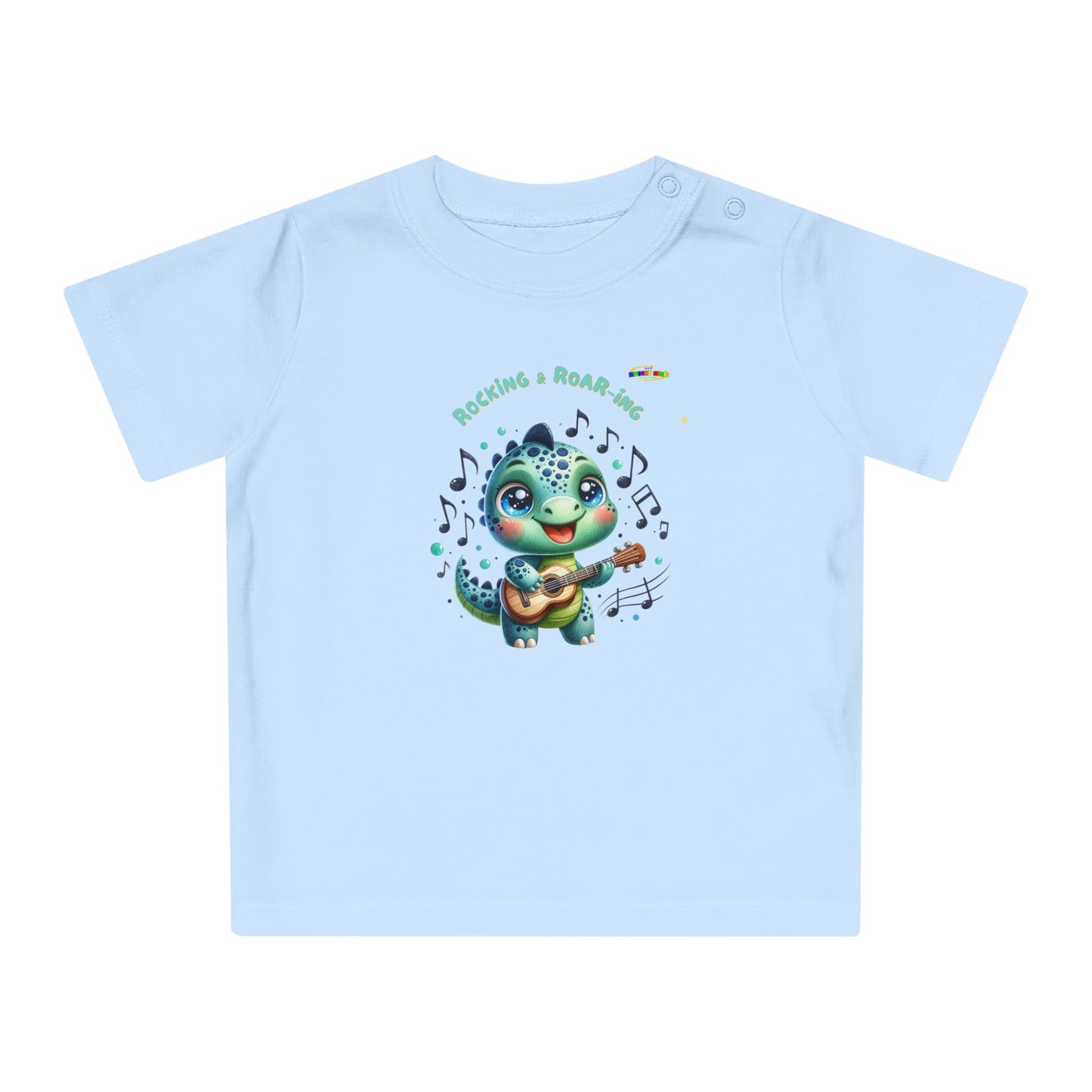 Cute Baby Dino Playing the guitar Baby T-shirt-My Bright Side Clothing