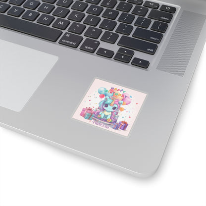 Cute Happy Birthday Pastel Unicorn Kiss-Cut Sticker--My Bright Side Clothing