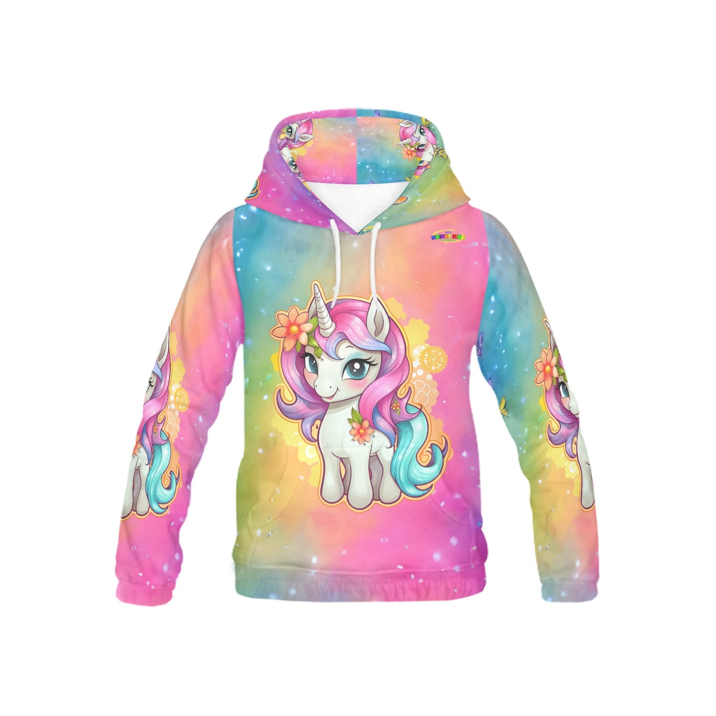 Beautiful Pastel Floral Rainbow Unicorn Children's Hoodie -My Bright Side Clothing