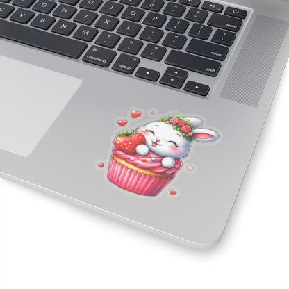 Cute and Sweet Little Cupcake Bunny Valentines -Kiss-Cut Sticker-My Bright Side Clothing