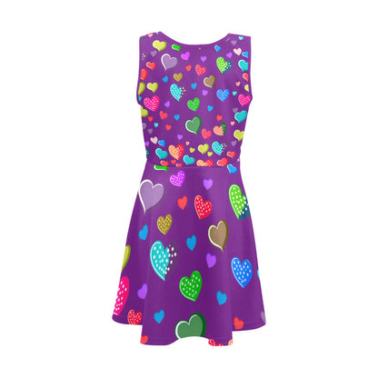 Beautiful Purple Heart Pattern Children's Sleeveless Sundress -My Bright Side Clothing