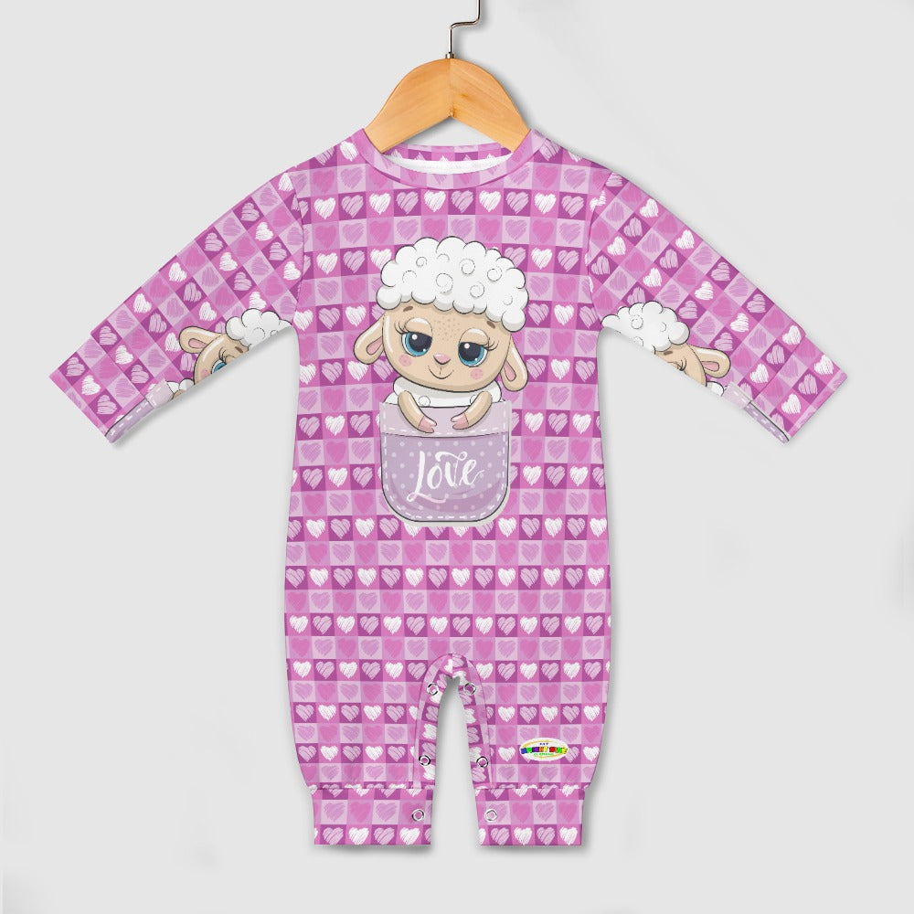 Cute Heart Pattern Love Baby Lamb Pocket Friend Baby Romper-My Bright Side Clothing