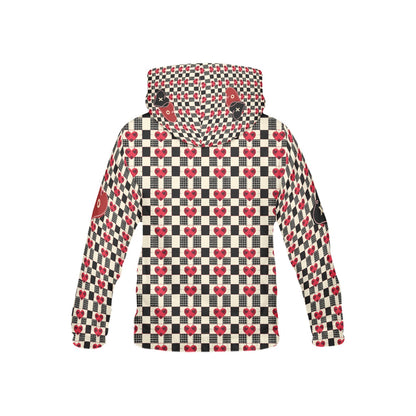 Beautiful Red and Black Heart Graphic and Pattern Children's Hoodie-My Bright Side Clothing