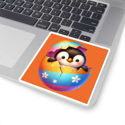 Cute and Sweet Little Penguin Easter Egg -Kiss-Cut Sticker-My Bright Side Clothing