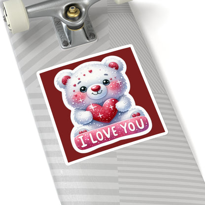 Cute and Sweet Happy Valentines Bear-Kiss-Cut Sticker-My Bright Side Clothing