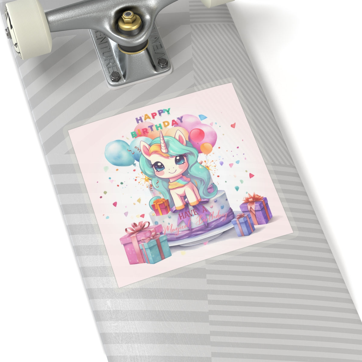 Cute Happy Birthday Pastel Unicorn Kiss-Cut Sticker--My Bright Side Clothing