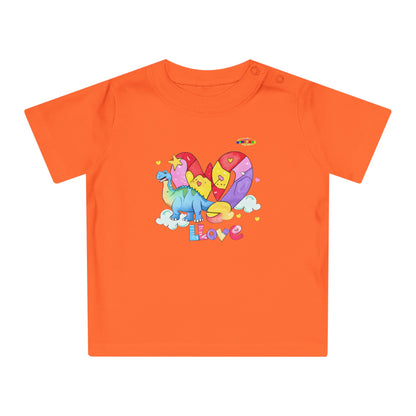 Cute Rainbow Heart Dino Graphic Baby T-Shirt-mybrigtsideclothing.com