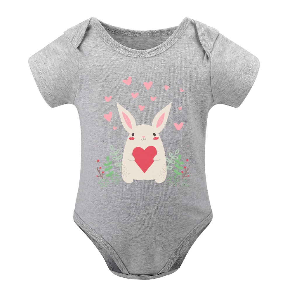 Cute Bunny & Hearts Short -Sleeve Baby's Bodysuit - My Bright side Clothing