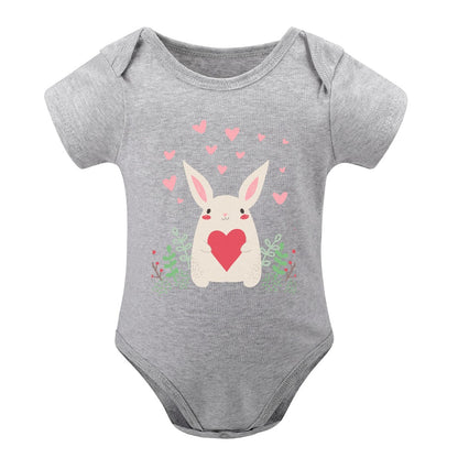 Cute Bunny & Hearts Short -Sleeve Baby's Bodysuit - My Bright side Clothing