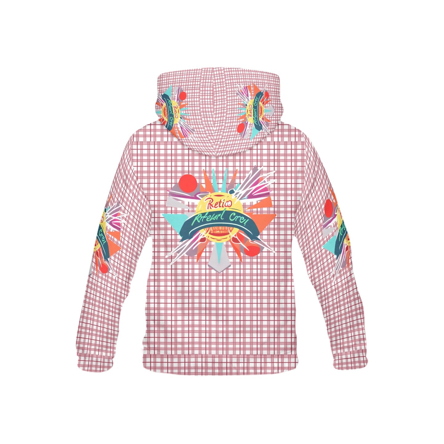 Pastel Red Checkered Retro Bright mind bright life subliminal message Pattern and Logo Children's Hoodie-My Bright Side Clothing